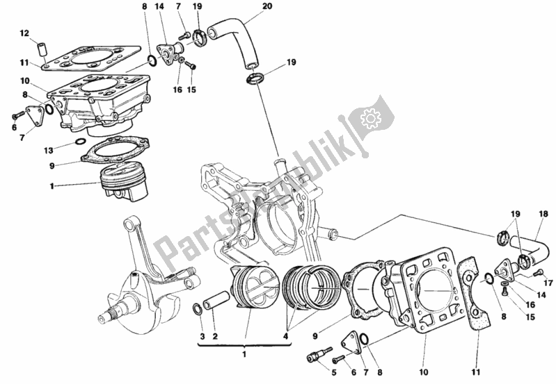 All parts for the Cylinder - Piston of the Ducati Superbike 748 SPS 1998